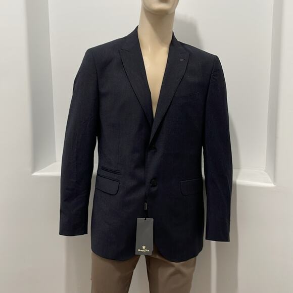 Massimo Dutti Men's Wool Blazer Jacket Black StripedSize 44 Limited Edition